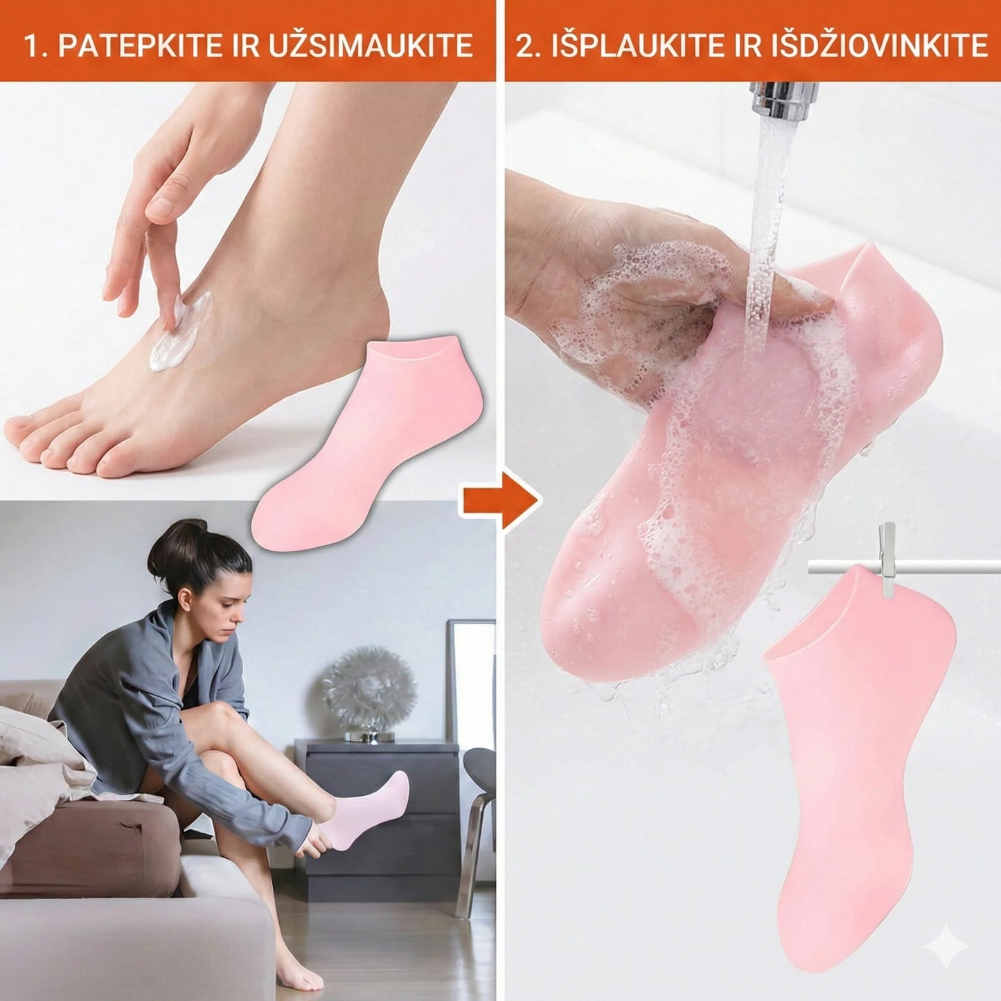 Wielorazowe silikonowe skarpetki SPA – błyskawicznie zmiękczają skórę i usuwają zrogowacenia