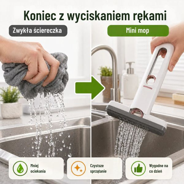 Mini mop z wyciskaczem – szybkie czyszczenie powierzchni bez mokrych rąk
