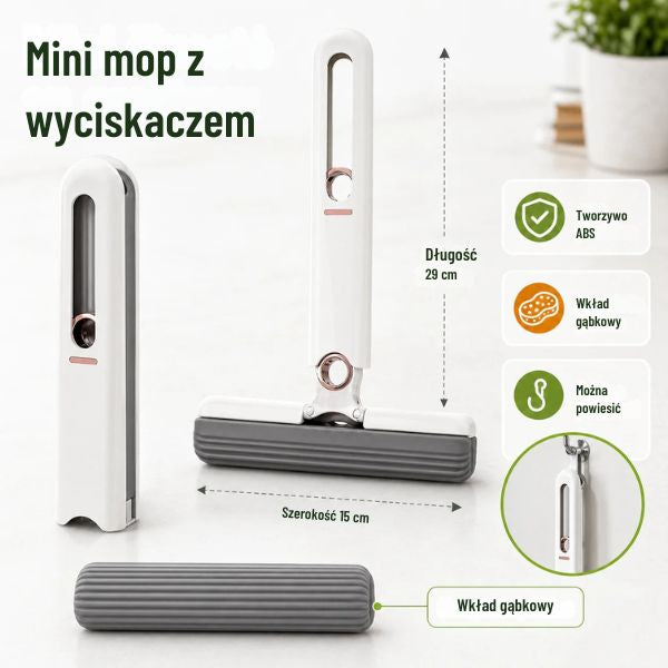 Mini mop z wyciskaczem – szybkie czyszczenie powierzchni bez mokrych rąk