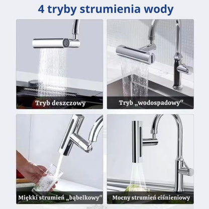 Obrotowa nakładka na kran 360° z 4 trybami strumienia – oszczędniejsze i mocniejsze mycie